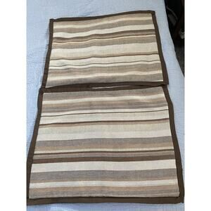Linden Street Brown Tan Striped Brown Border Standard Pillow Covers
